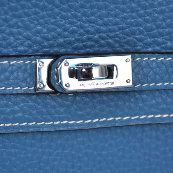 High Quality Hermes Kelly Wallet Togo Leather Bi-Fold Purse A708 Blue Fake - Click Image to Close